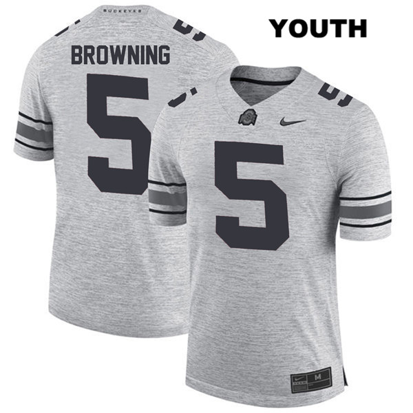 Ohio State Buckeyes Youth Baron Browning #5 Gray Authentic Nike College NCAA Stitched Football Jersey NZ19I84SE